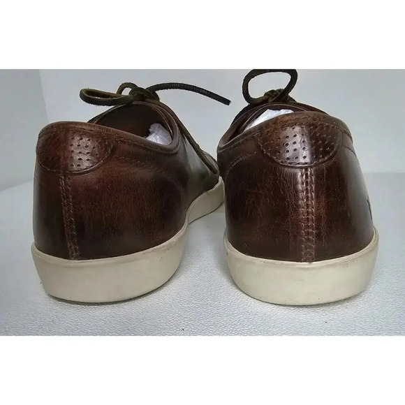 Frye Brett Brown Distressed Leather Lace Up Low Sneakers Men's Size 13 - Picture 8 of 13